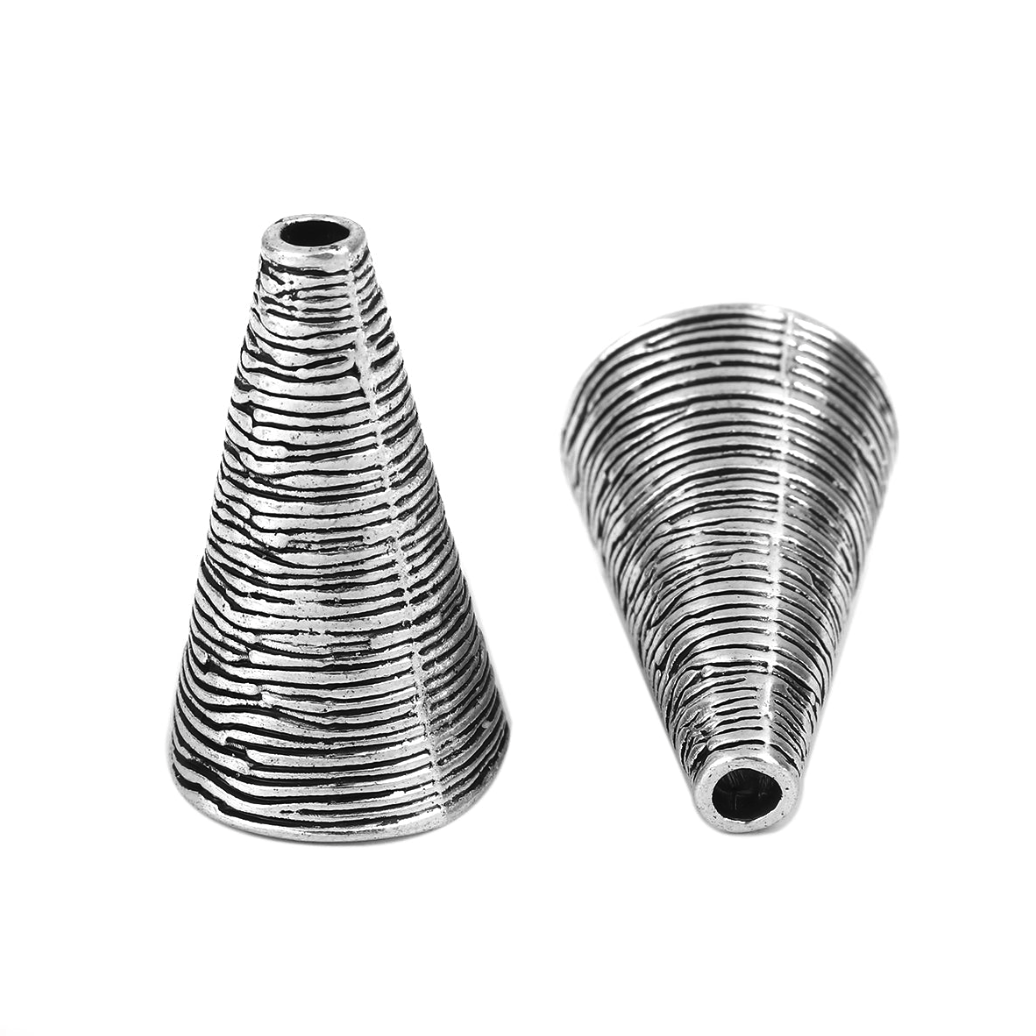 Large Cord End Caps Antique Silver Tassel Bead Caps, beading findings, jewellery supplies