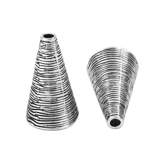 Large Cord End Caps Antique Silver Tassel Bead Caps, beading findings, jewellery supplies