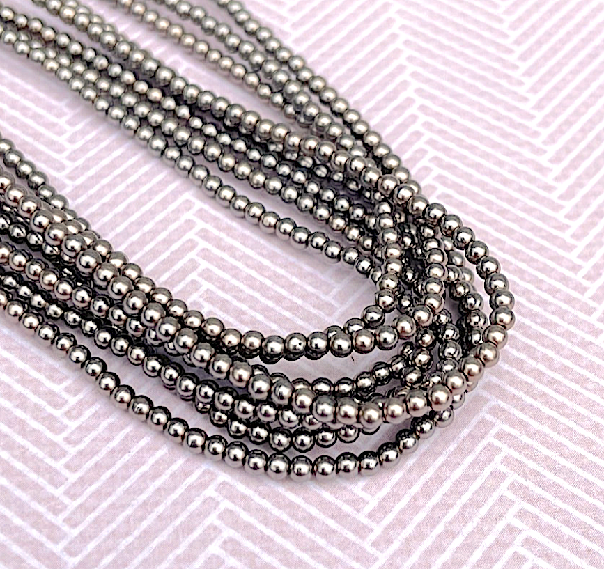 Latte Round Czech Glass Pearls 2mm Strand of 150 beads