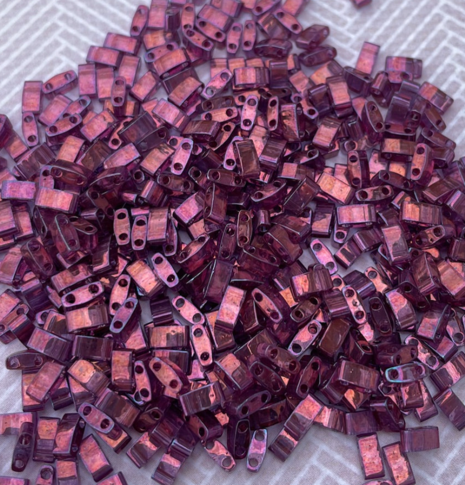 Light Amy Gold Luster Miyuki Half Tila Beads - 8 grams