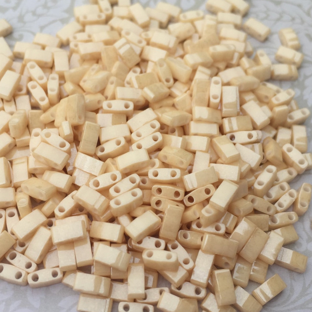 Light Caramel Ceylon Miyuki Half Tila Beads - 8 grams