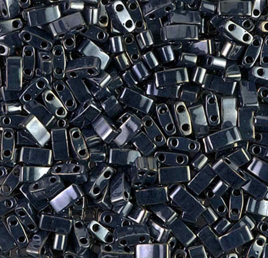 Light Gunmetal Miyuki Half Tila Beads - 8 grams