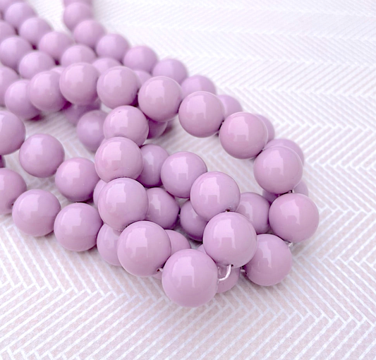 Lilac Round Czech Glass Pearls 10mm Pack of 20 beads