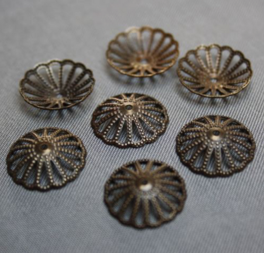 Low Bead Caps in Dark Antique Bronze Colour - Pack of 20