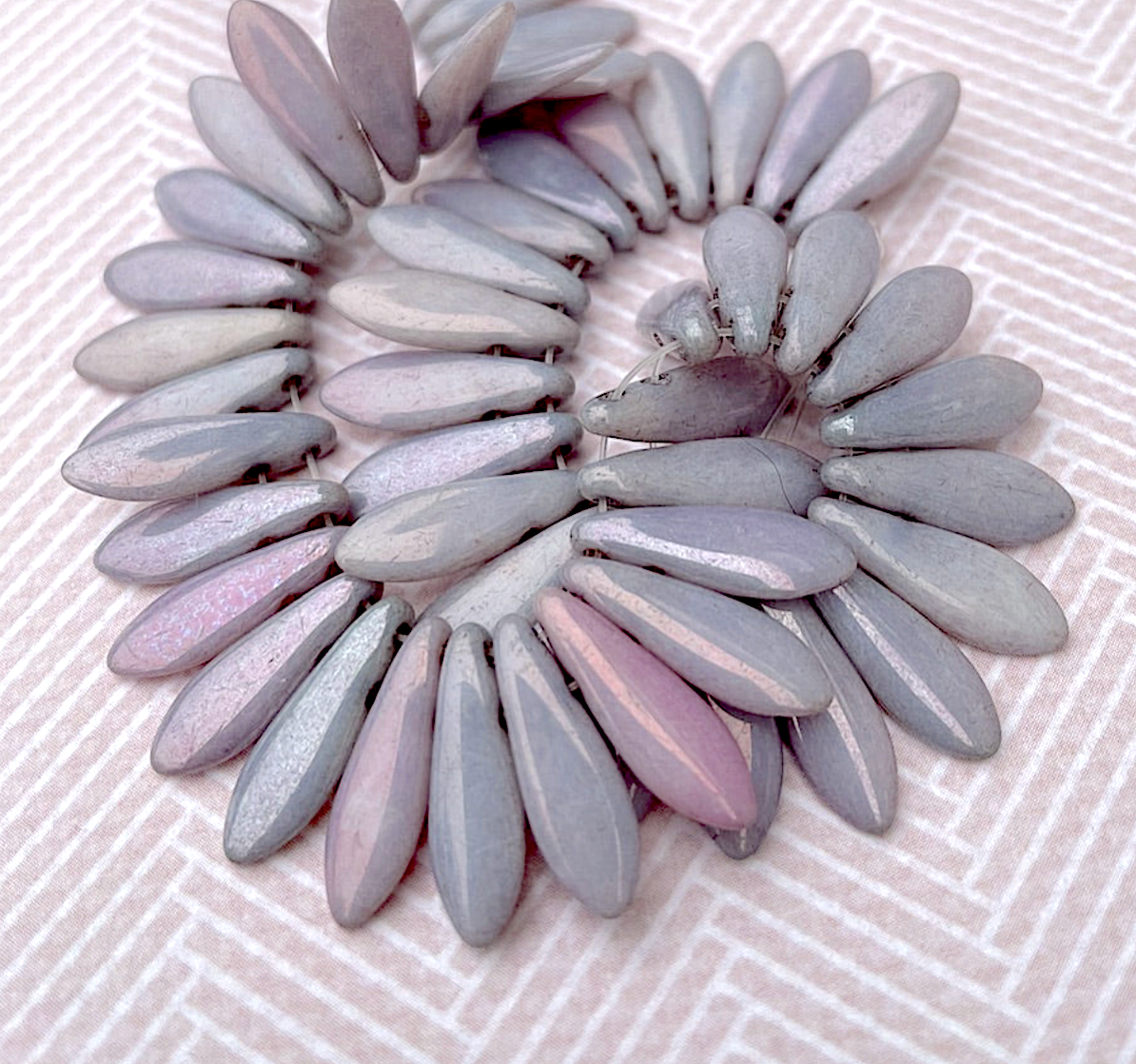 Lustre Opaque Two Hole Dagger Beads Czech Pressed Glass Beads - Pack of 10 grams