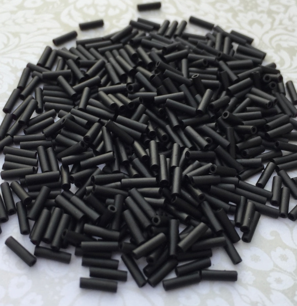 Matte Black 6mm Miyuki Bugle Beads BGL2-9401F - 10 grams