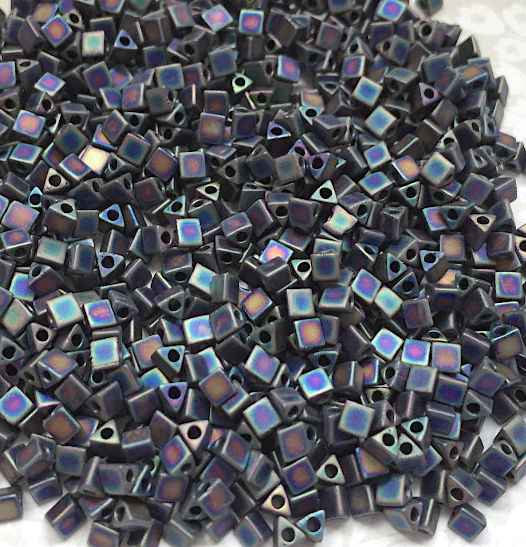 Matte Black AB Miyuki 8/0 Sharp Triangle Beads STR8-401FR - 10 grams