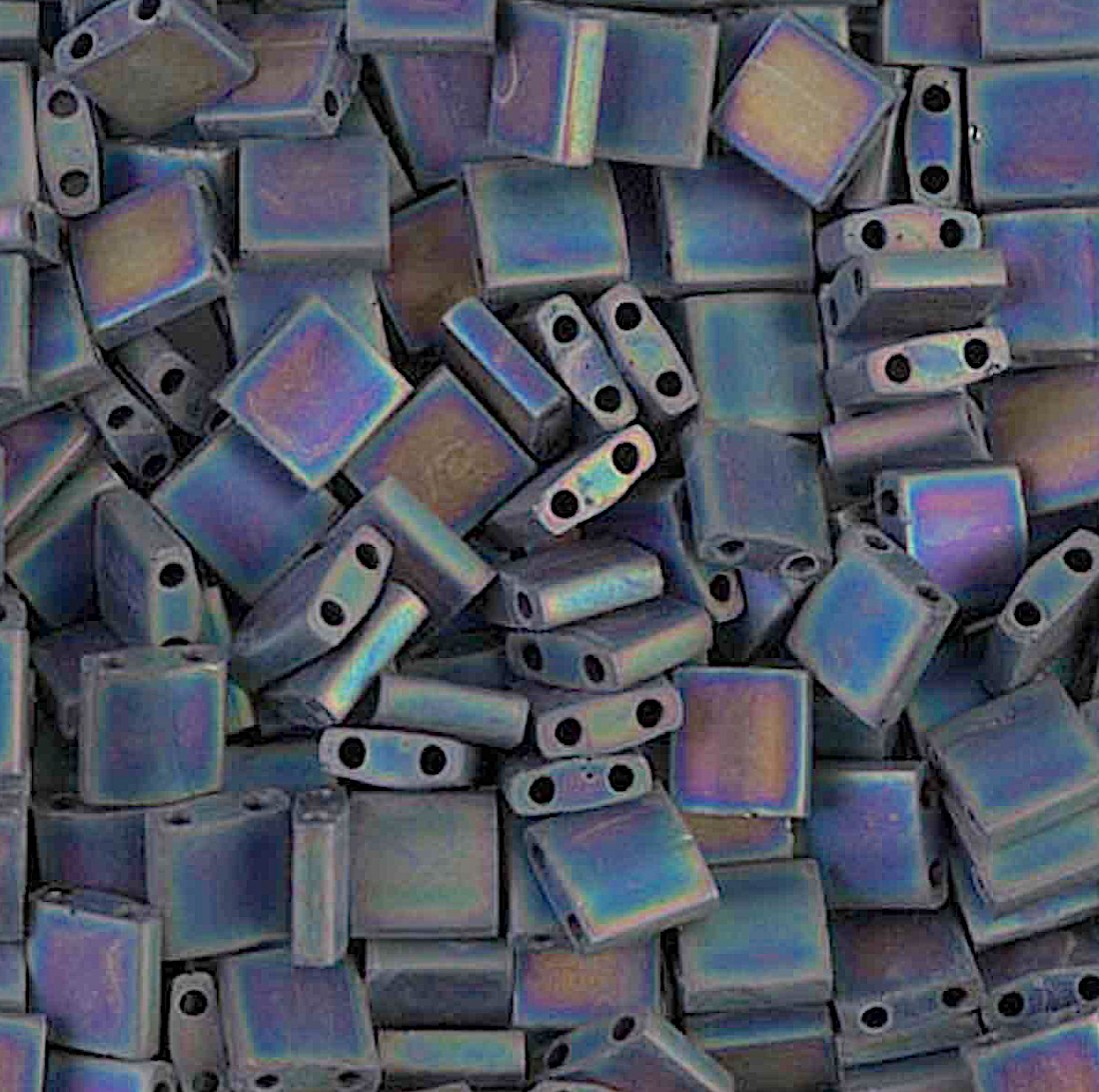 Matte Black AB Miyuki Tila Beads 8 grams