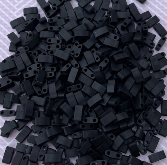 Matte Black Miyuki Half Tila Beads - 8 grams