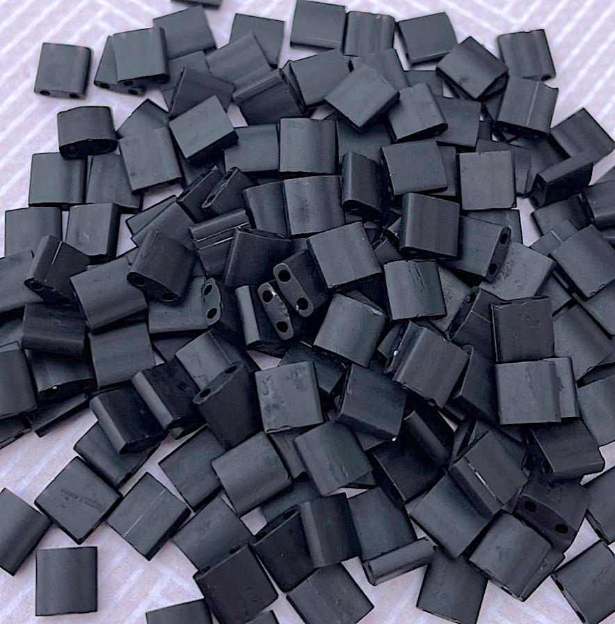 Matte Black Miyuki Tila Beads 8 grams