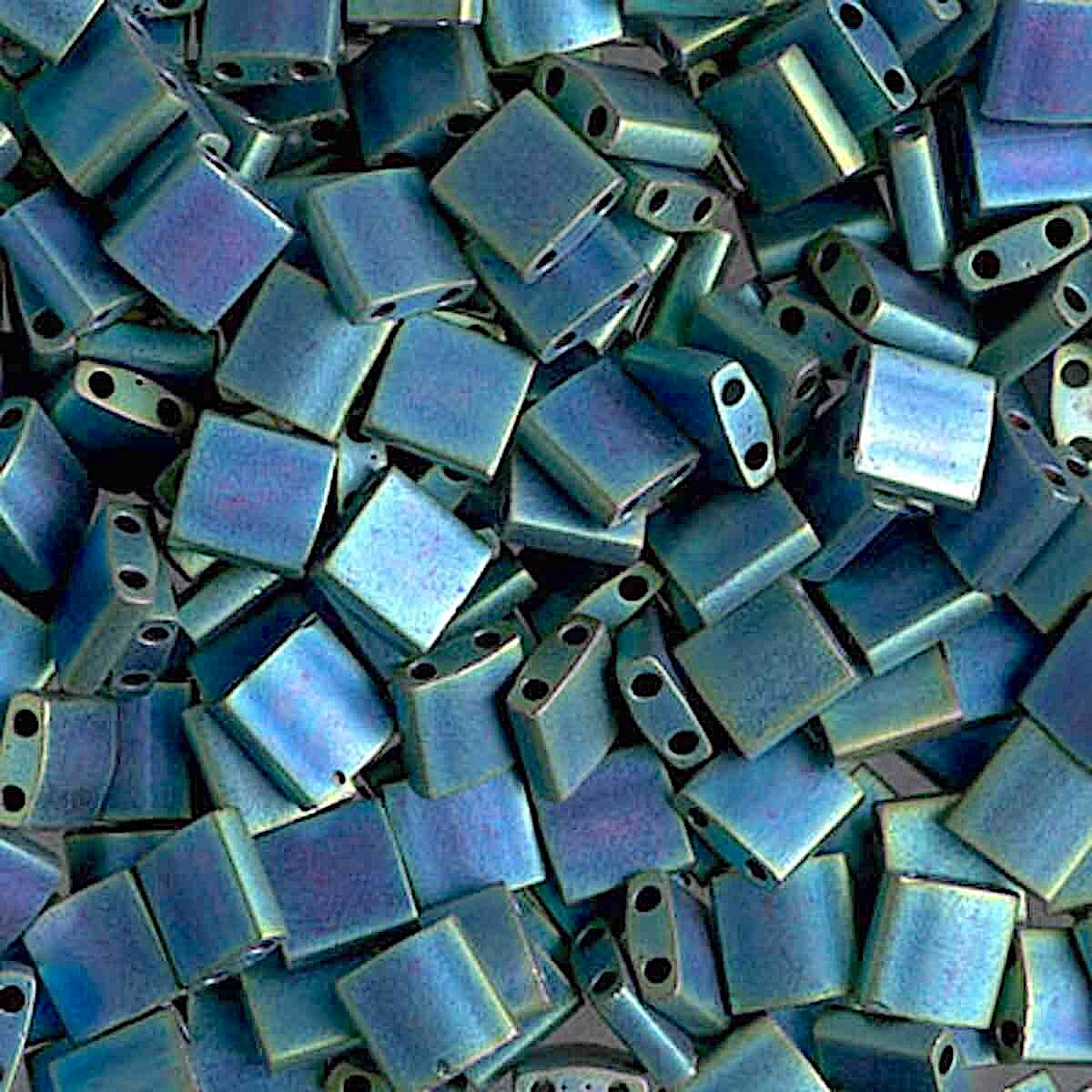 Matte Metal Blue Green Miyuki Tila Beads 8 grams