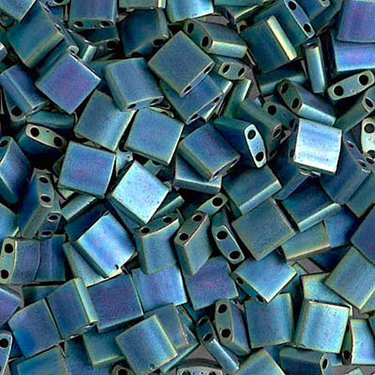Matte Metal Blue Green Miyuki Tila Beads 8 grams
