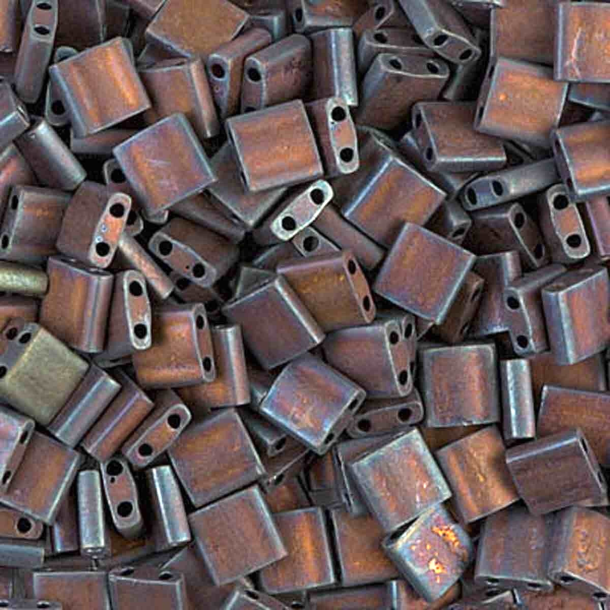 Matte Metallic Copper Miyuki Tila Beads 7.2 gram in tube