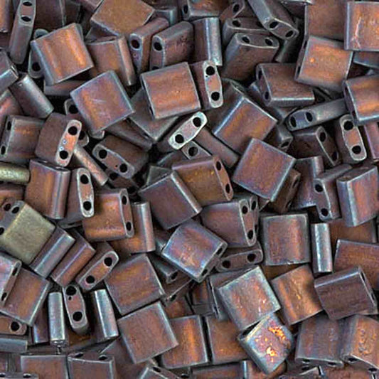 Matte Metallic Copper Miyuki Tila Beads 7.2 gram in tube