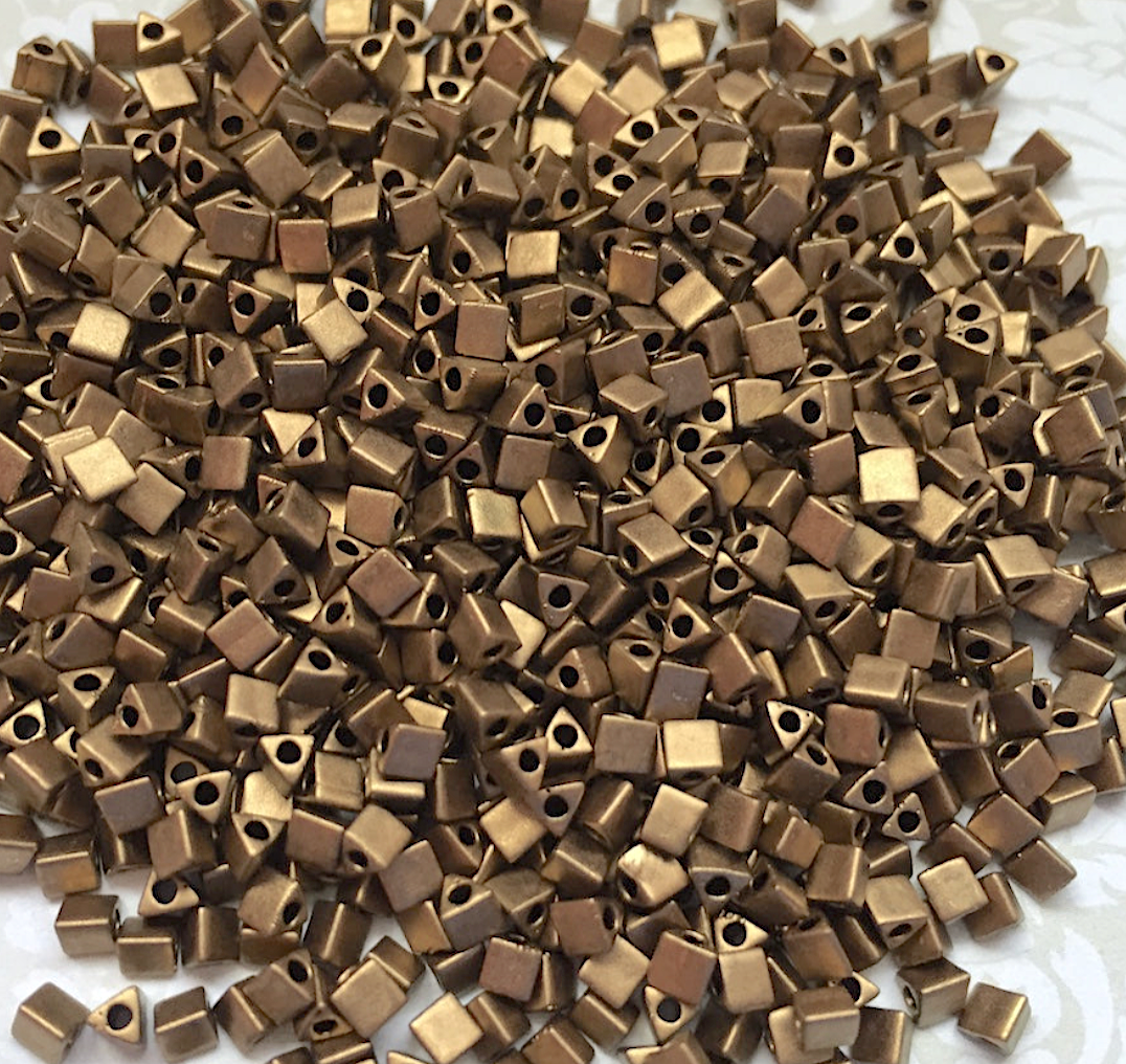 Matte Metallic Dark Bronze Miyuki 8/0 Sharp Triangle Beads STR8-2006 - 10 grams