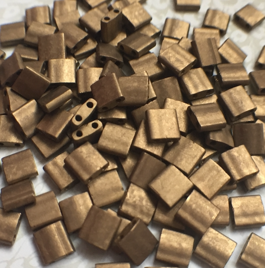 Matte Metallic Dark Bronze Miyuki Tila Beads 8 grams