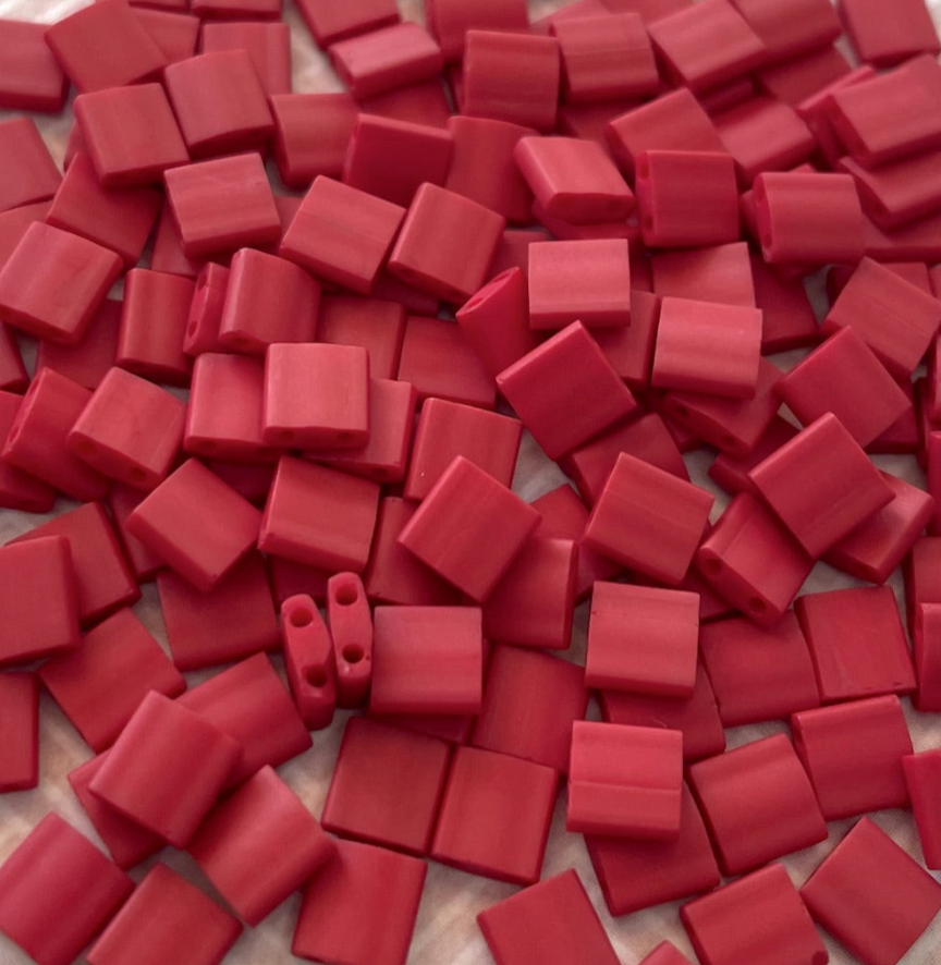 Matte Metallic Dark Maroon Miyuki Tila Beads 8 grams