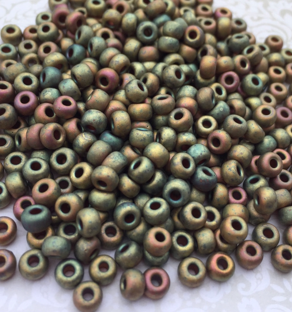 Matte Metallic Khaki Iris 6-2035 Miyuki 6/0 Round Japanese Seed Beads - 20 grams