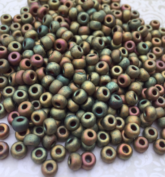 Matte Metallic Khaki Iris 6-2035 Miyuki 6/0 Round Japanese Seed Beads - 20 grams