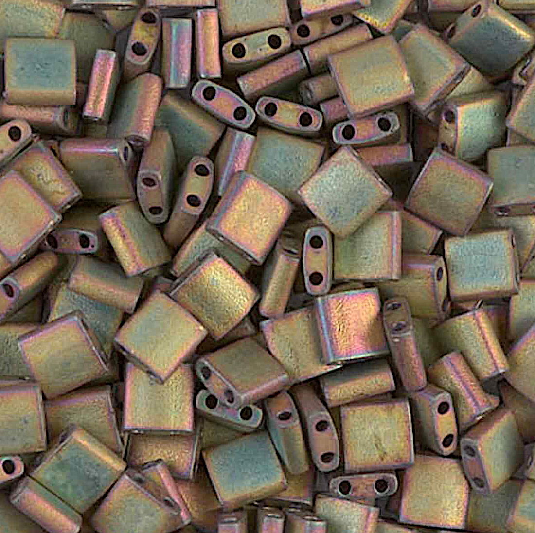 Matte Metallic Khaki Iris Miyuki Tila Beads 8 grams