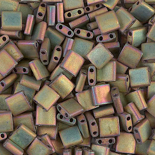 Matte Metallic Khaki Iris Miyuki Tila Beads 8 grams