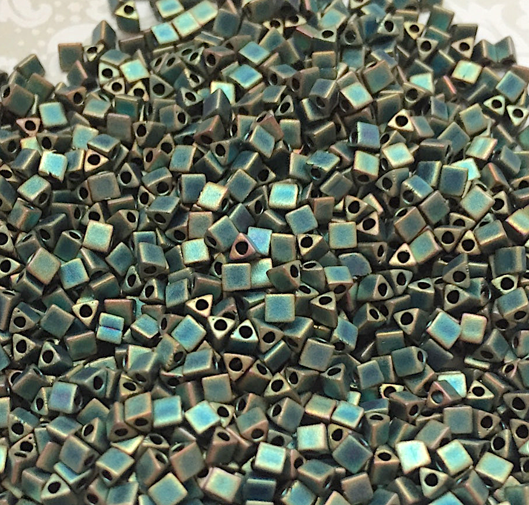 Matte Metallic Patina Iris 10/0 Sharp Triangle Beads STR10-2008 - 10 grams