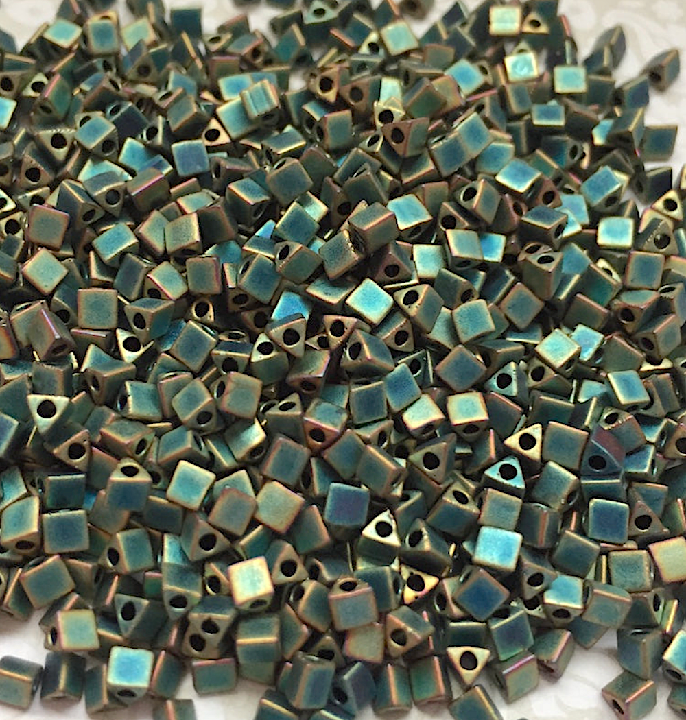 Matte Metallic Patina Iris Miyuki 8/0 Sharp Triangle Beads STR8-2008 - 10 grams
