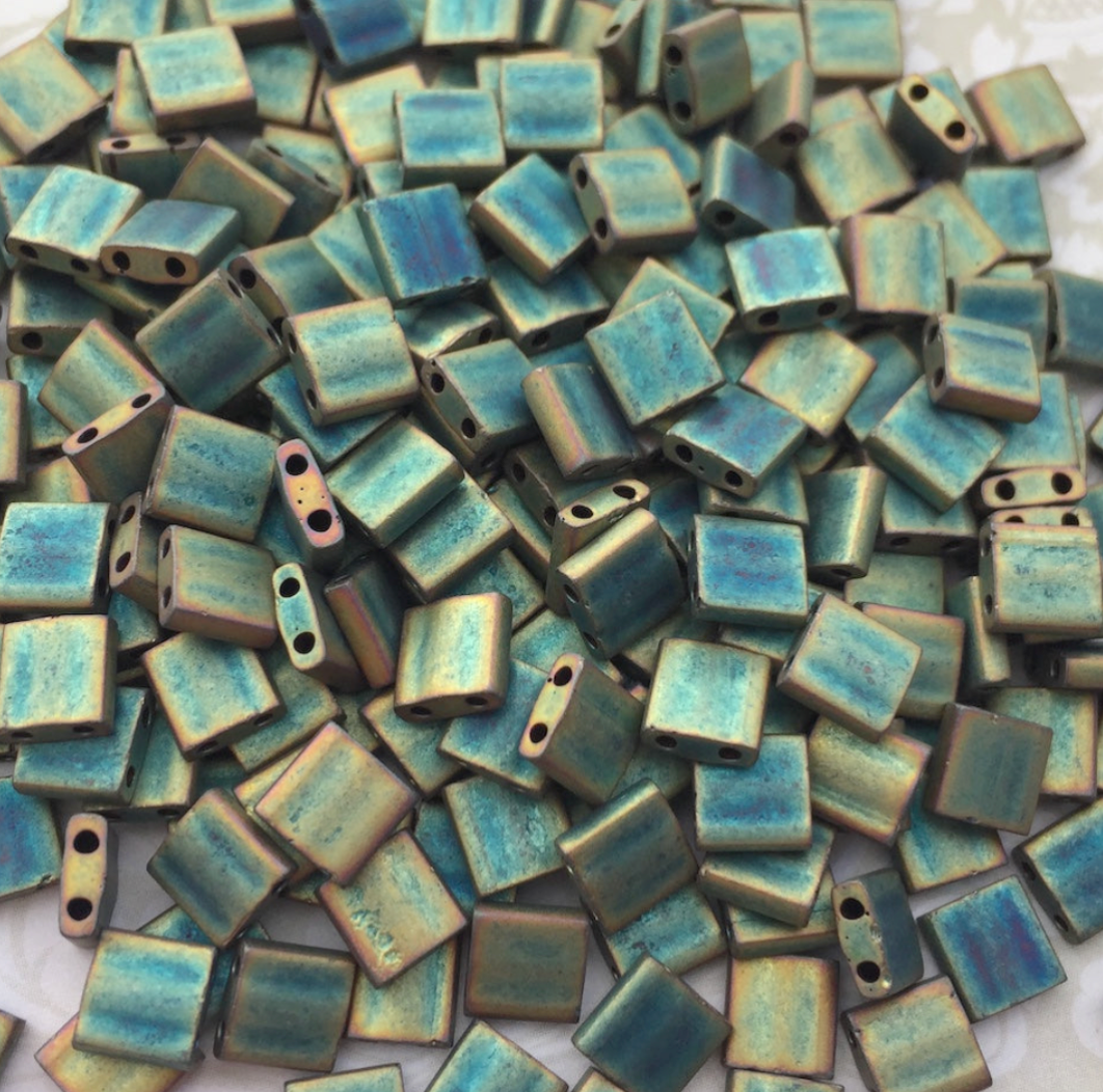 Matte Metallic Patina Iris Miyuki Tila Beads 8 grams