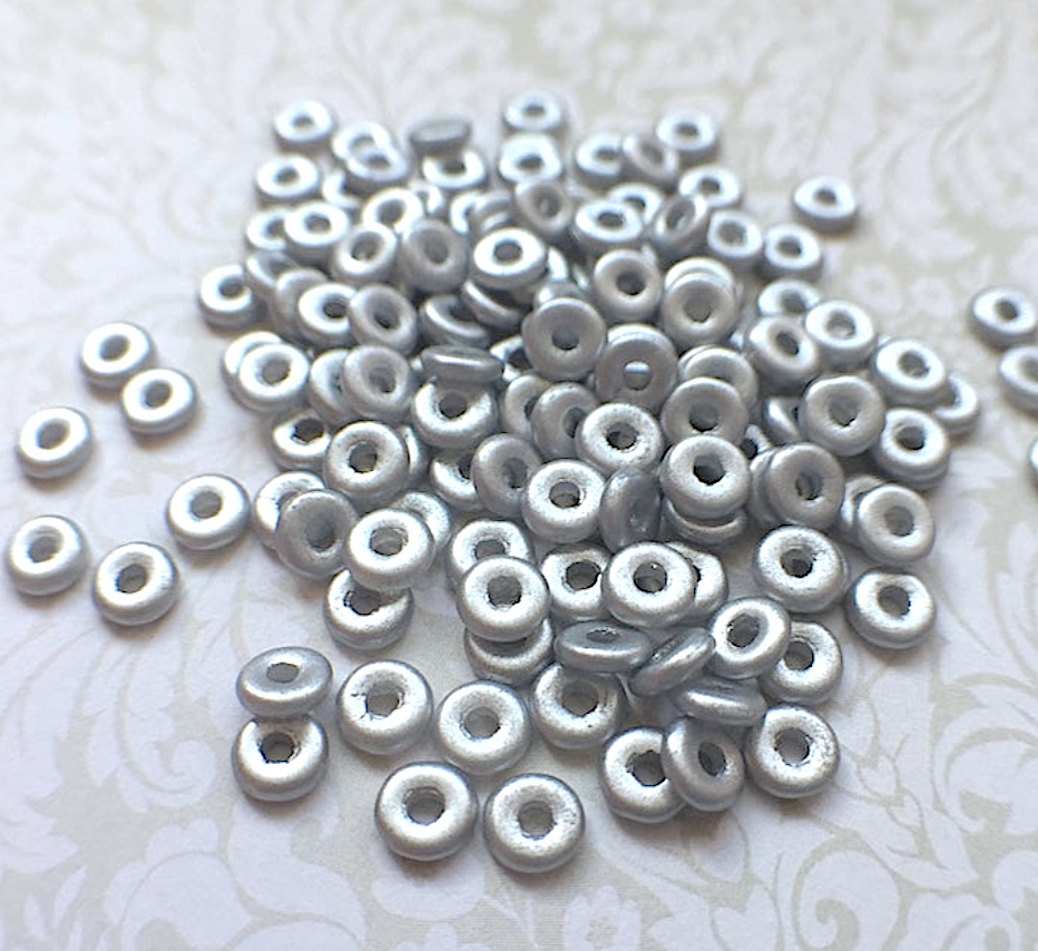 Matte Metallic Silver Czech Glass Zero Beads Spacer Beads 10 grams