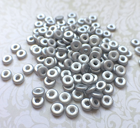 Matte Metallic Silver Czech Glass Zero Beads Spacer Beads 10 grams