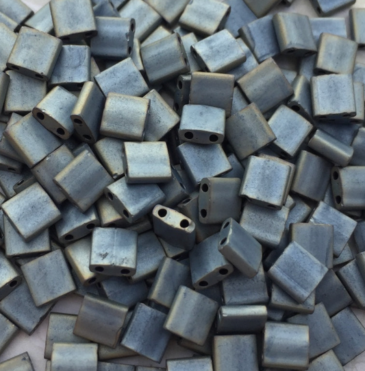 Matte Metallic Silver Grey Miyuki Tila Beads 8 grams