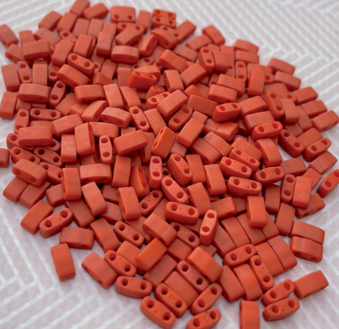 Matte Opaque Burnt Sienna Miyuki Half Tila Beads - 8 grams
