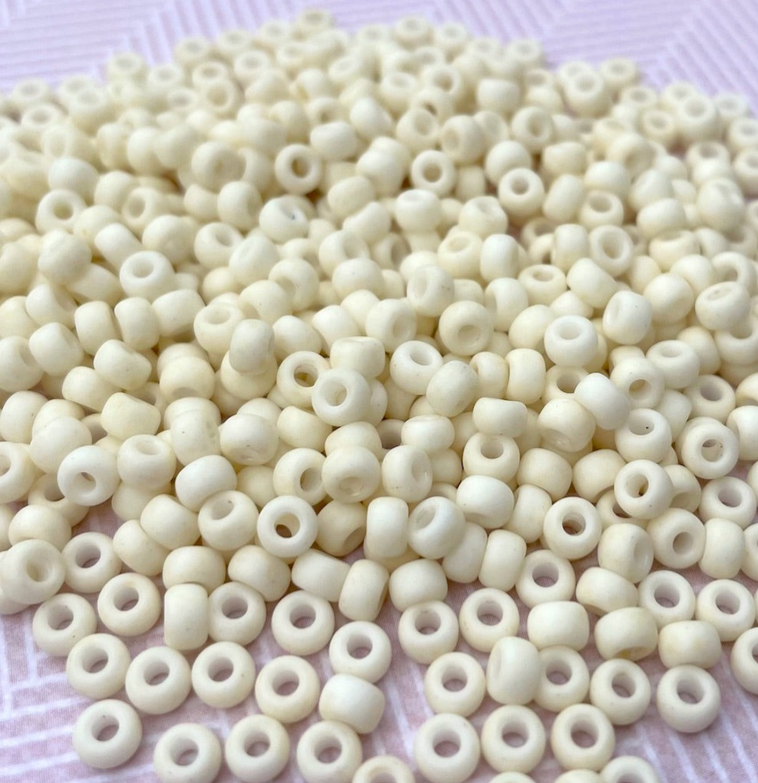 Matte Opaque Cream 6-2021 Miyuki 6/0 Round Japanese Seed Beads - 20 grams
