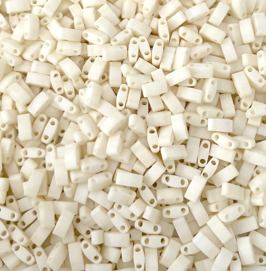 Matte Opaque Cream Miyuki Half Tila Beads - 8 grams