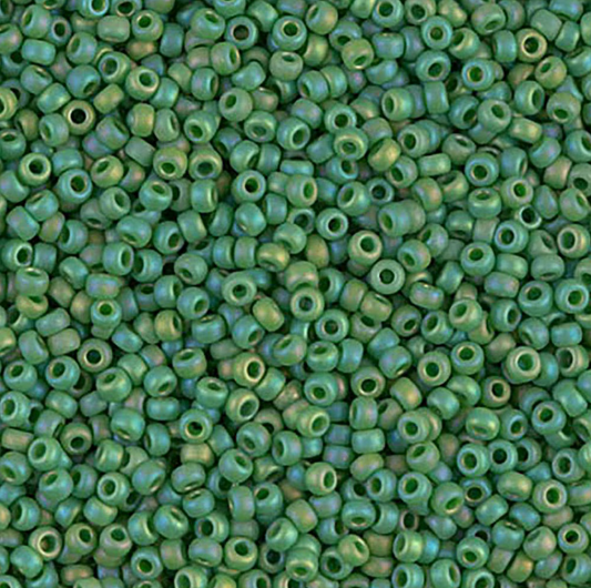 Matte Opaque Green AB 11-0411FR Miyuki 11/0 Round Japanese Seed Beads 20 grams
