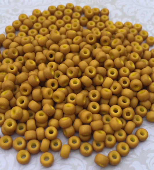 Matte Opaque Mustard 6-1233 Miyuki 6/0 Round Japanese Seed Beads - 20 grams