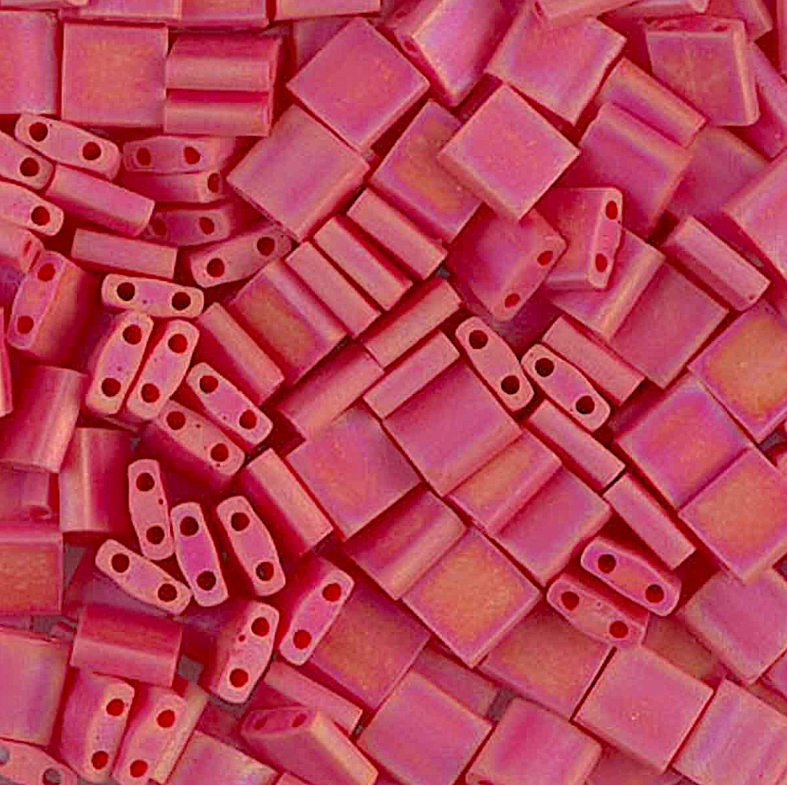 Matte Opaque Red AB Miyuki Tila Beads 7.2 gram in tube