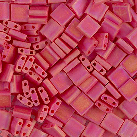 Matte Opaque Red AB Miyuki Tila Beads 7.2 gram in tube