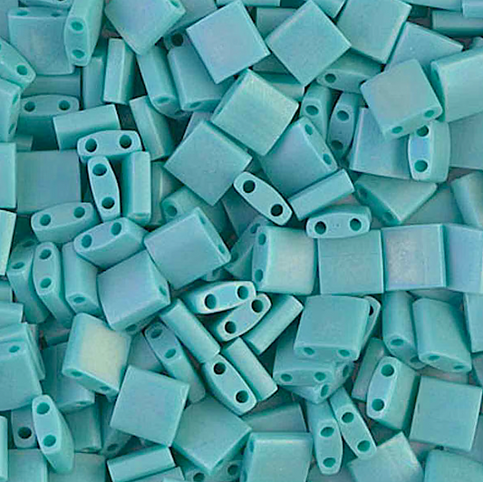 Matte Opaque Turquoise AB Miyuki Tila Beads 8 grams
