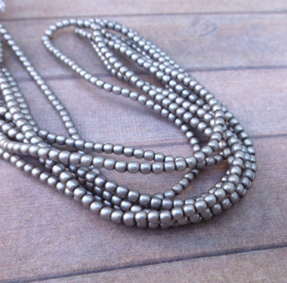 Matte SIlver Round Czech Glass Pearls 2mm Strand of 150 beads