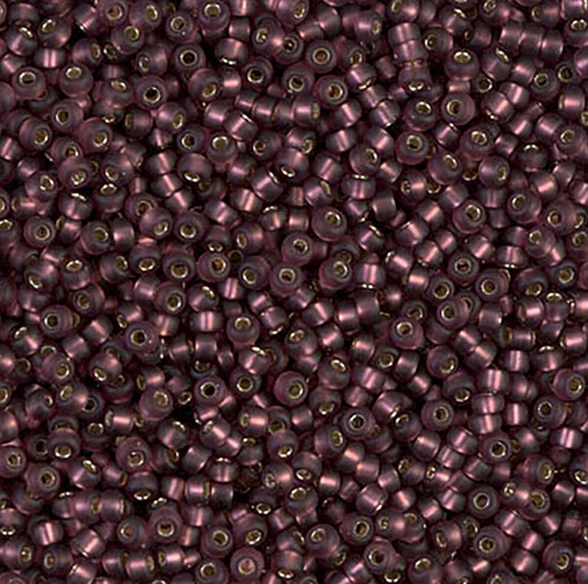 Matte Silver Lined Dark Smoky Amy 11-0013F Miyuki 11/0 Round Japanese Seed Beads 20 grams