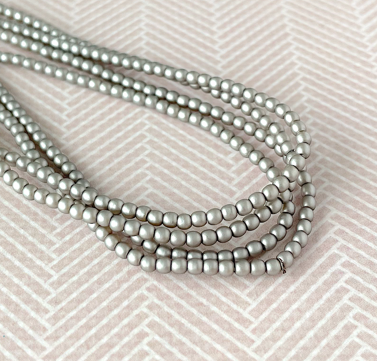 Matte Silver Round Czech Glass Pearls 2mm Strand of 150 beads