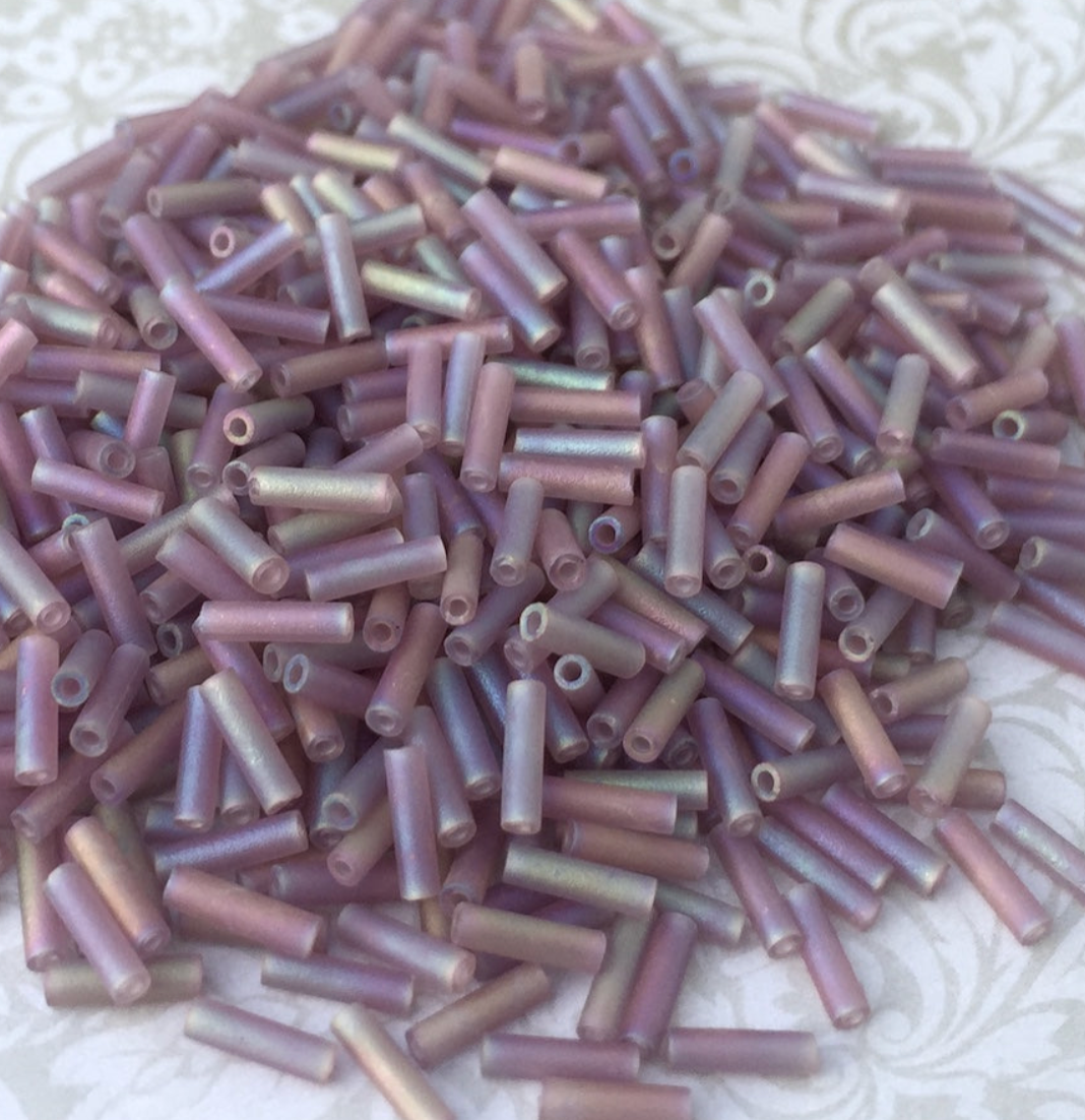Matte Smoky Amethyst 6mm Miyuki Bugle Beads BGL2-9142FR - 10 grams 