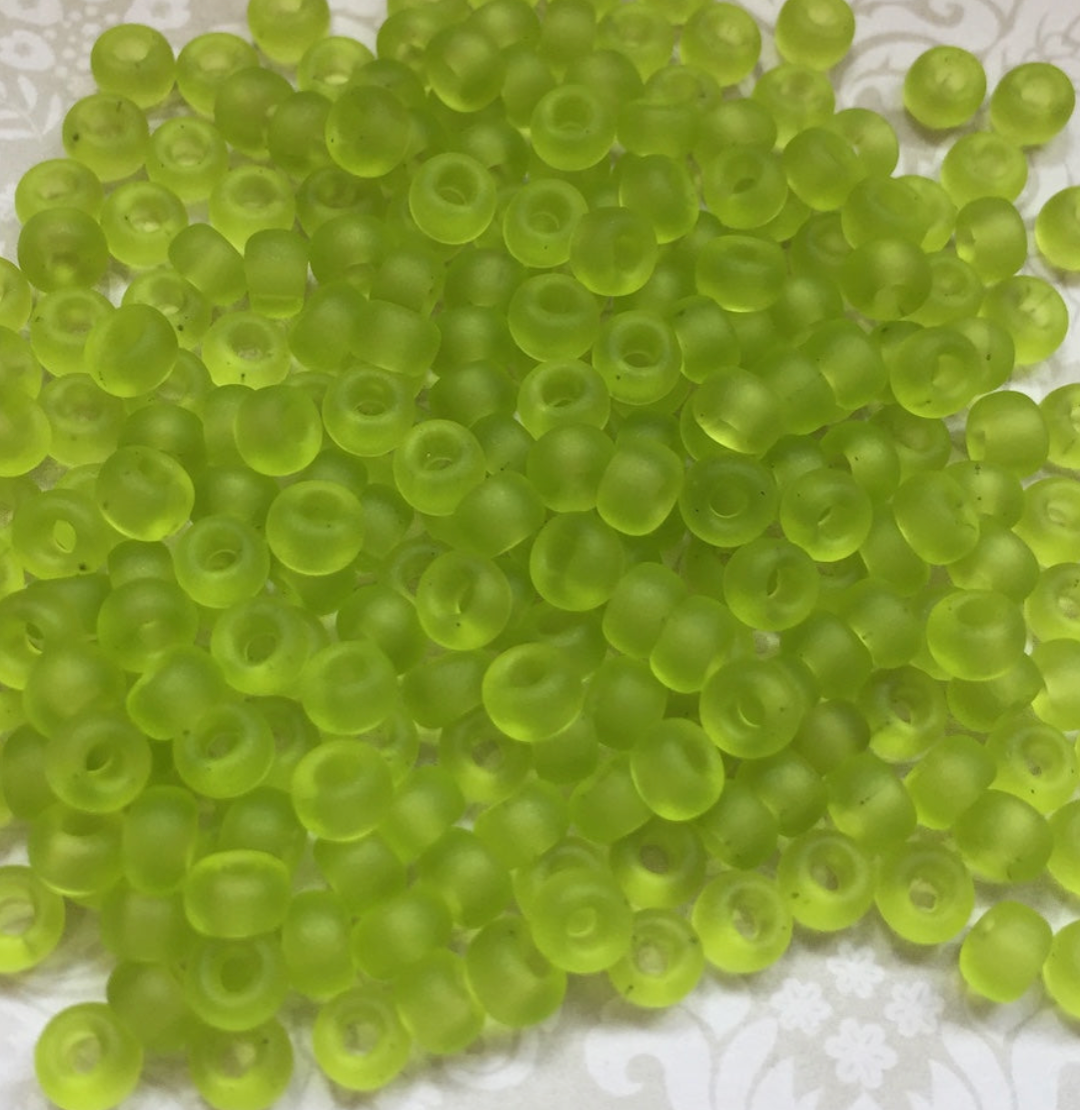 Matte Transparent Chartreuse 6-143F Miyuki 6/0 Round Japanese Seed Beads - 20 grams 