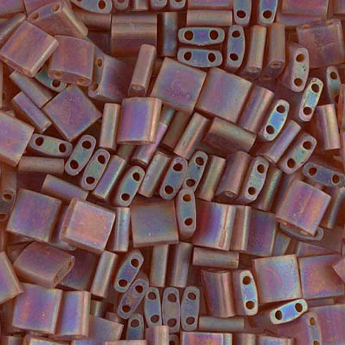 Matte Transparent Dark Topaz AB Miyuki Tila Beads 7.2 gram in tube