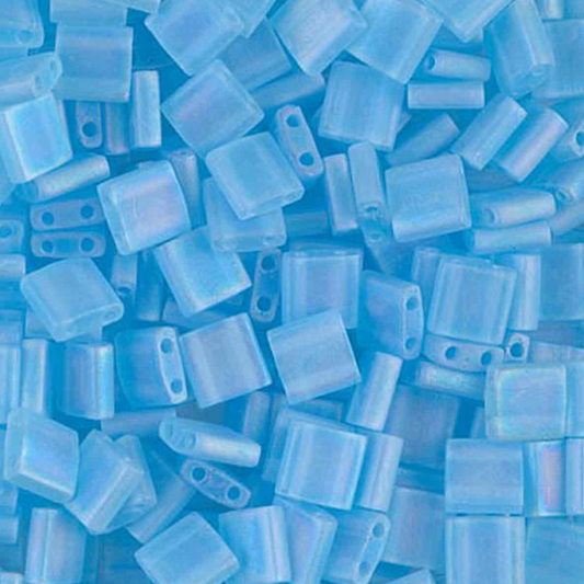 Matte Transparent Light Blue AB Miyuki Tila Beads 7.2 gram in tube