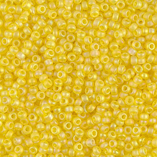 Matte Transparent Yellow AB 11-0136FR Miyuki 11/0 Round Japanese Seed Beads 20 grams