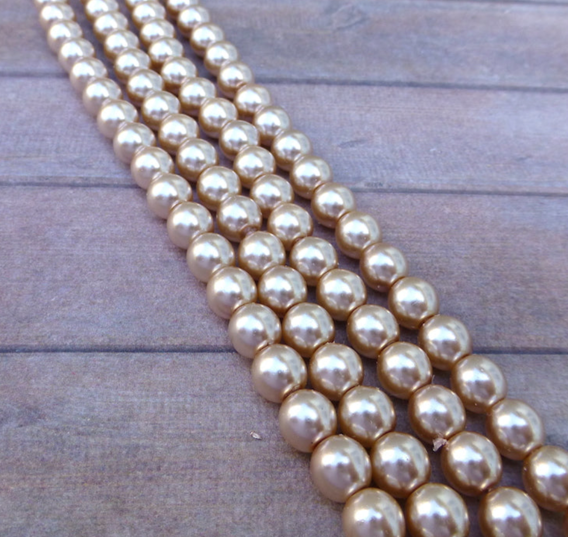 Mauve Round Czech Glass Pearls 6mm Strand of 75 beads