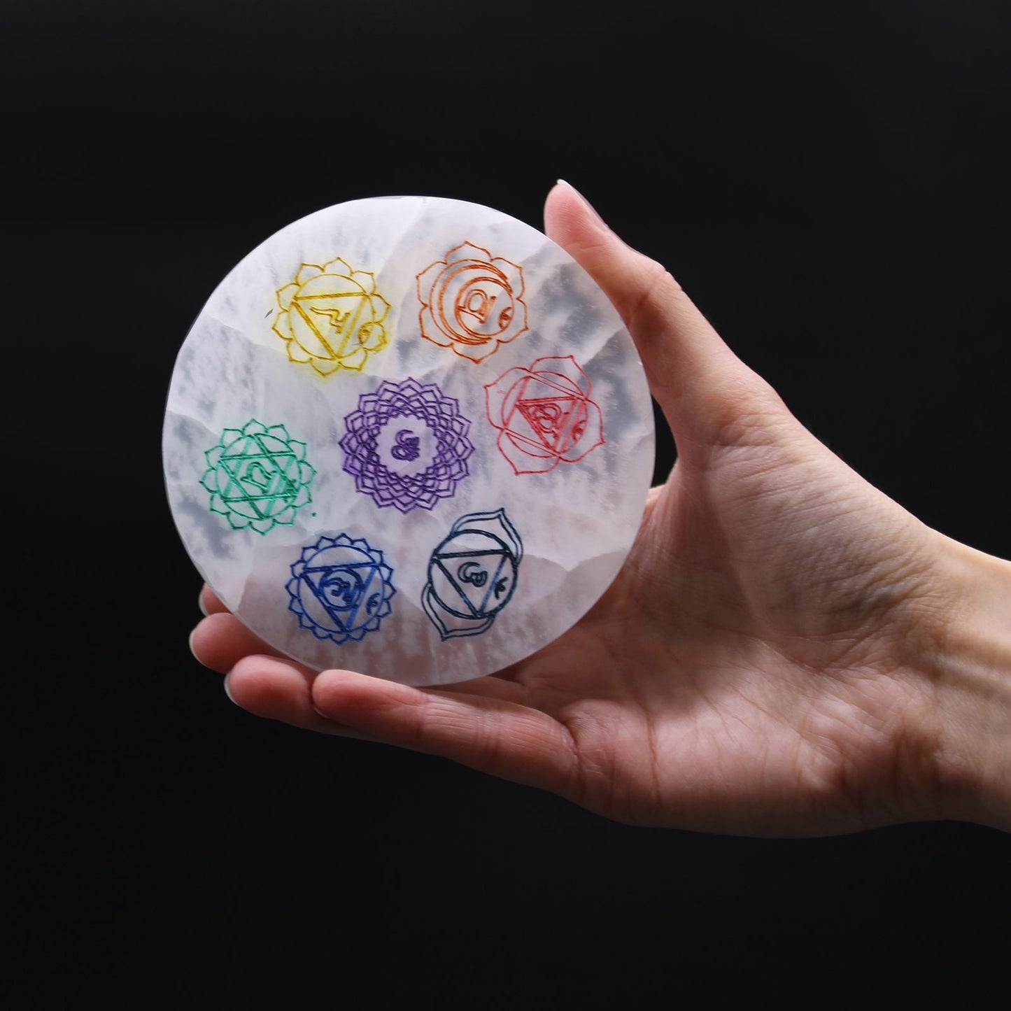 Medium Charging Plate 10cm - Coloured Chakra Design
