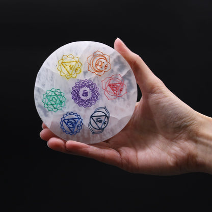 Medium Charging Plate 10cm - Coloured Chakra Design